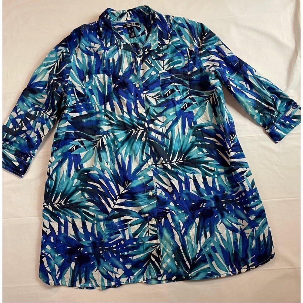 Land’ s End  Women’s Botton Down Shirt 100% Cotton Size: L P
